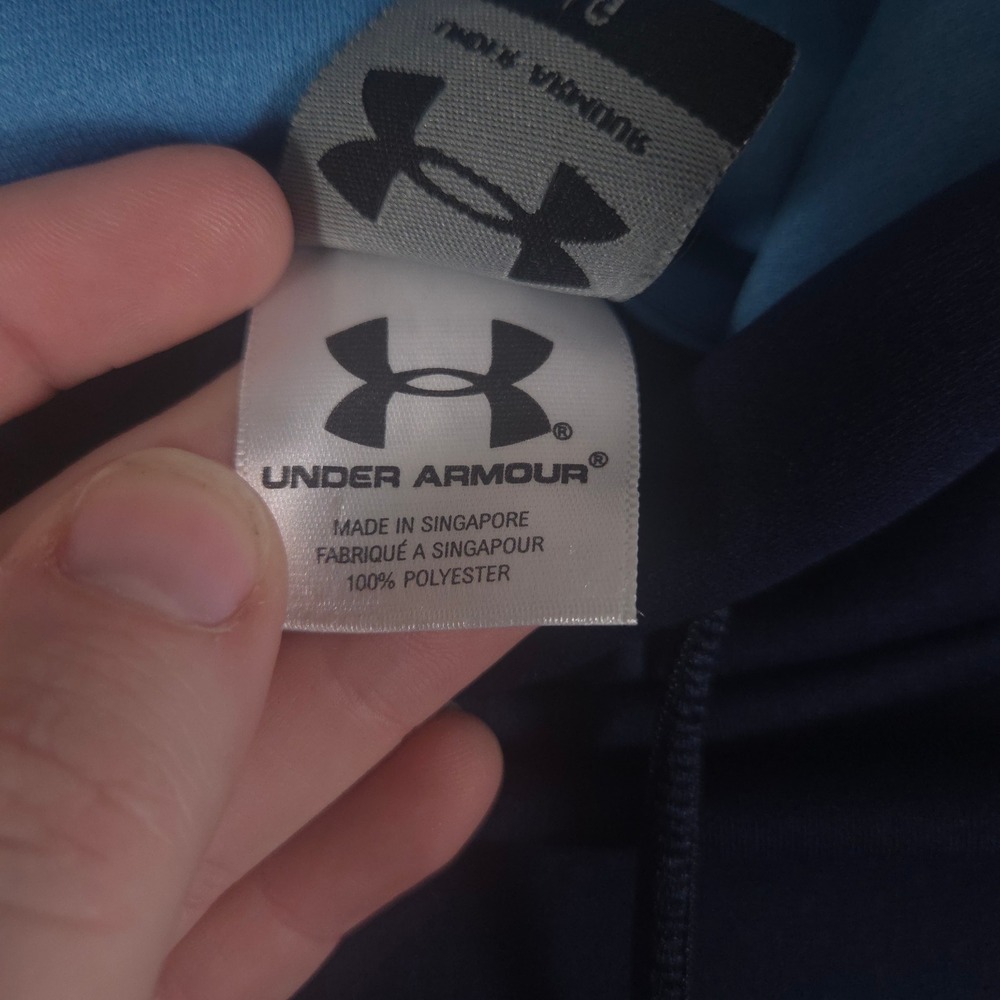 LOT OF 2 Under Armour Hoodie Men Large Navy Gray Hustler Fleece Quarter Zip Logo - Picture 4 of 14